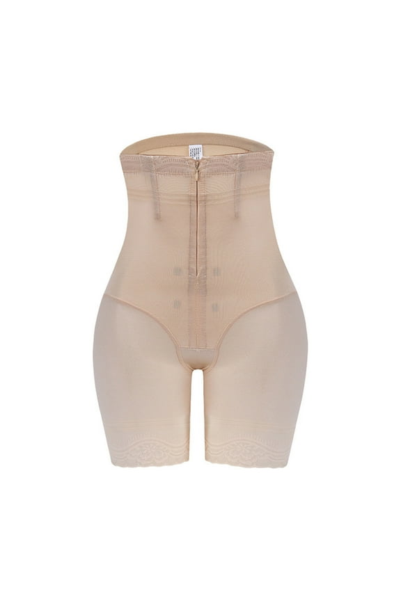 Firm Tummy Compression Bodysuit Shaper with Butt Lifter Women Postpartum Slimming Pants Closed Small Stomach Thin Legs Magical Shapewear Closed Belly Pants Large Size Beige