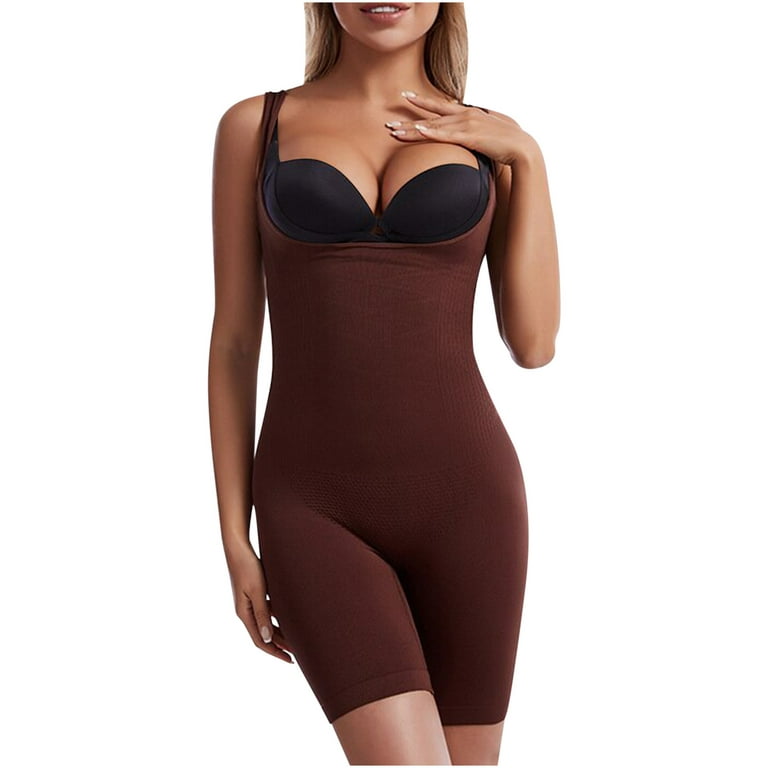 Herrnalise Firm Tummy Compression Bodysuit Shaper with Butt Lifter Women's  Abdomen Closing OpenHip Lifting Sling Underwear One-Piece Body Shaping  Clothes Brown 