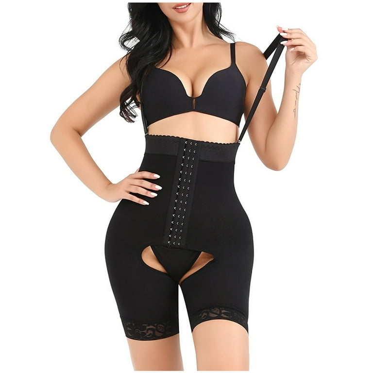 Herrnalise Firm Tummy Compression Bodysuit Shaper with Butt Lifter  Women'sHigh Waist Alterable Button LifterHip andHip Tucks In Pants Black 