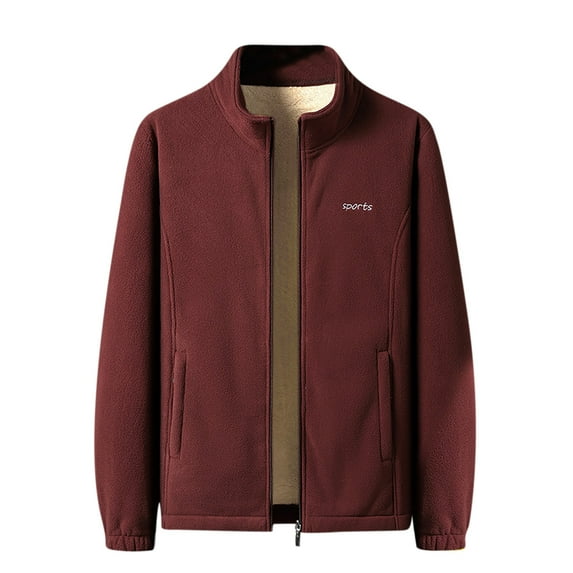Holloyiver Fleece Hoodie Men's Coat Sport Cardigan Jacket Long Sleeve Hoodless Casual Outwear & Jackets Burgundy