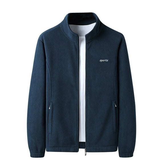 Herrnalise Fleece Hoodie Men's Coat Sport Cardigan Jacket Long Sleeve Hoodless Casual Outwear & Jackets Dark Blue