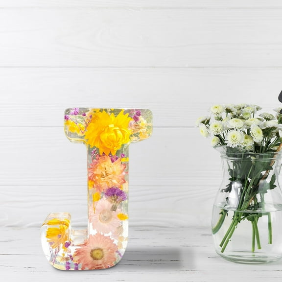 Herrnalise Floral 26 Letters Night Light,Handmade Pressed Floral Resin Night Light with LED Light for Family & Friend,Personalized Creative Letter Lamp Can Be Freely Combined into Vocabulary,Letter J