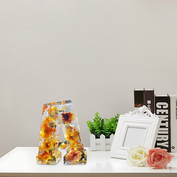 Herrnalise Floral 26 Letters Night Light,Handmade Pressed Floral Resin Night Light with LED Light for Family & Friend,Personalized Creative Letter Lamp Can Be Freely Combined into Vocabulary,Letter A