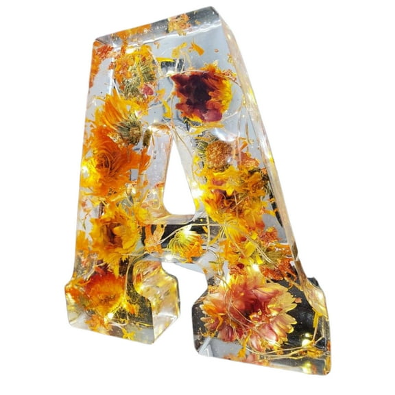 Herrnalise Floral 26 Letters Resin Night Light,Handmade Dried Flower Letters Night Light,Floral 26 Letters Resin Night Light Personalized Name Creative Letter Lamp,Gift for Family & Friend,Letter A