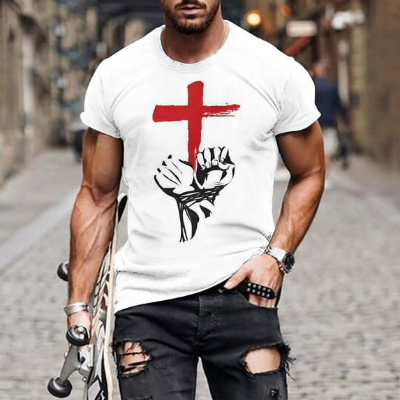 Herrnalise Gift For Men Men Casual Fashion Print Round Neck Pullover T-Shirt Short Sleeve Tops under $10