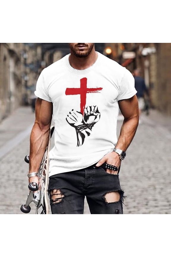 Gift For Men Men Casual Fashion Print Round Neck Pullover T-Shirt Short Sleeve Tops under $10