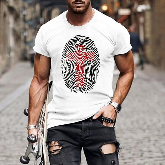 Herrnalise Gift For Men Men Casual Fashion Print Round Neck Pullover T-Shirt Short Sleeve Tops under $10