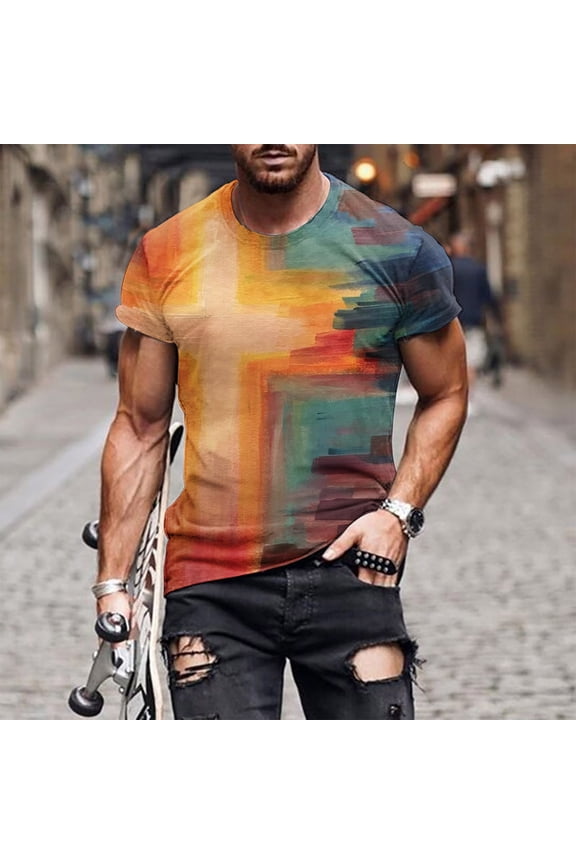 Gift For Men Men Casual Fashion Solid Round Neck Pullover T-Shirt Short Sleeve Tops under $10