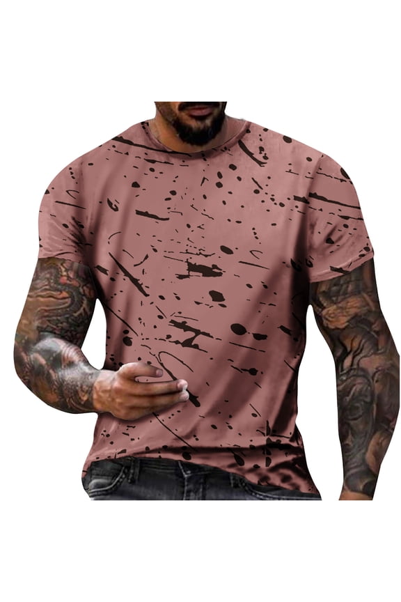 Gift For Men Men Casual Round Neck Short Sleeve Pullover Printed Realistic Print T-Shirt under $10