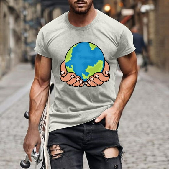 Herrnalise Gift For Men Men's Fashion Muscular Man Print Fashion Fitness Round Neck Short Sleeve T-Shirt under $10