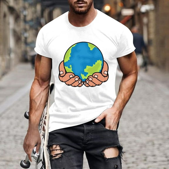 Herrnalise Gift For Men Men's Fashion Muscular Man Print Fashion Fitness Round Neck Short Sleeve T-Shirt under $10