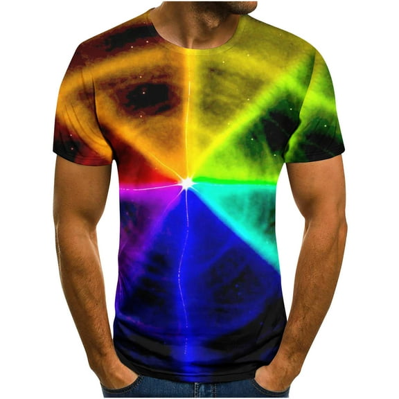 Herrnalise Gift For Men Men's T-shirt 3D Unrelocated Abstract Print Short Sleeve Round Neck Fashion Casual Daily Holiday T-shirt Top Blouses under $10