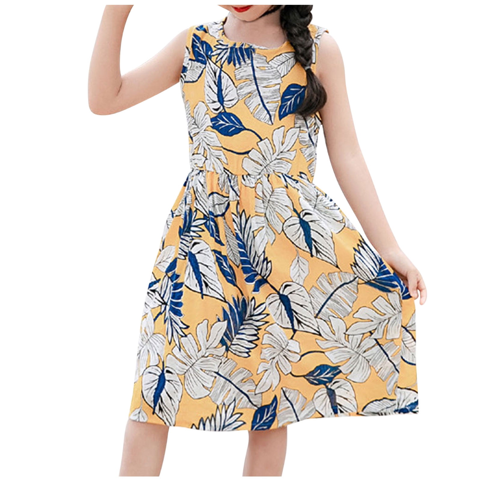 KIDS FRILL HEM TIERED DRESS 4-10 SOUTH BEACH SUNRISE