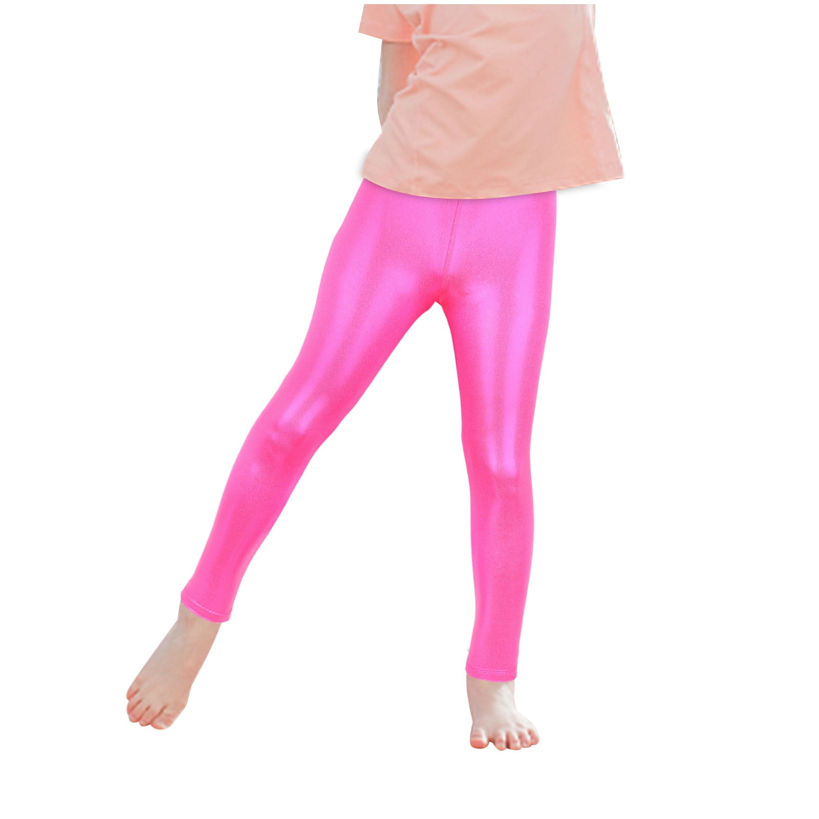 Herrnalise Girls Dance Leggings Sparkle Glitter Gymnastics Full Length Pants  Metallic Athletic Dancewear Leggings 4-15Y 