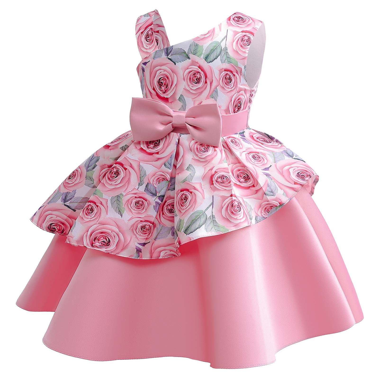 Herrnalise Girls Formal Satin Tulle Dress Princess Flower Bow ...