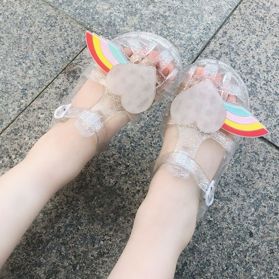 Herrnalise Girls Jelly Sandals Close ToeRainbow Summer Flats Girls Dress Shoes Sandals BeachHoliday Shoes for Toddler/Little Kid/Big Kid