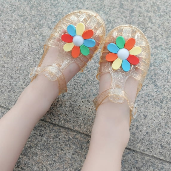 Realhomelove Girls Jelly Sandals, Kids Girls Cute Flower Jelly Shoes, Summer Beach Shoes for Toddler Baby Girl