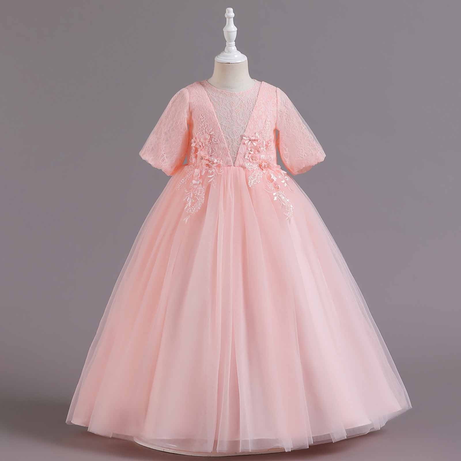 2023 Elegant Sequined Ball Gowns For Teens Baby Girls Big Bow Long Formal  1st Birthday Party