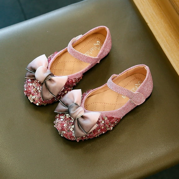 SDJMa Girls Princess Shoes Toddler Kids Baby Bowkont Crystal Bling Casual Shoes