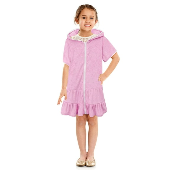 Herrnalise Girls Swim Cover Up Kids Swimsuit Coverup Zip-Up Beach Bathing Suit Robe