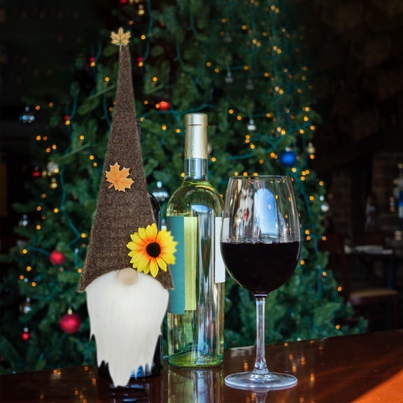 Herrnalise Gnome Christmas Wine Bottle Covers,Handmade Swedish Tomte Gnome Wine Bottle Toppers,Decorative Liquor Bottle Bags Christmas Decorations Xmas Holiday Party Table Decor