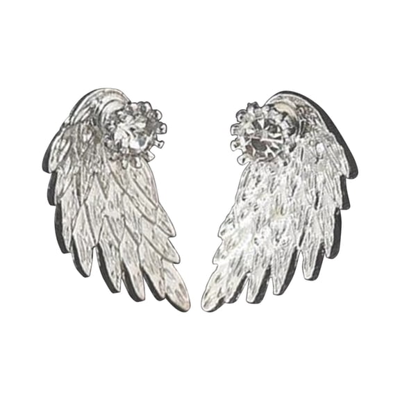 Herrnalise Gothic Angel Wing Stud Earrings for Women Front Back Ear Wrap Pin Vine Crystal Charm Jewelry