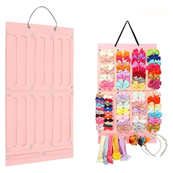 Gpaecead Hair Bows Holder & Organizer w/Large Capacity, 16 Ribbons,Bows Organizer, Baby Hair Accessory Storage Display with Sturdy Rope, Wall Hanging for Girl Room & Nursery Decor