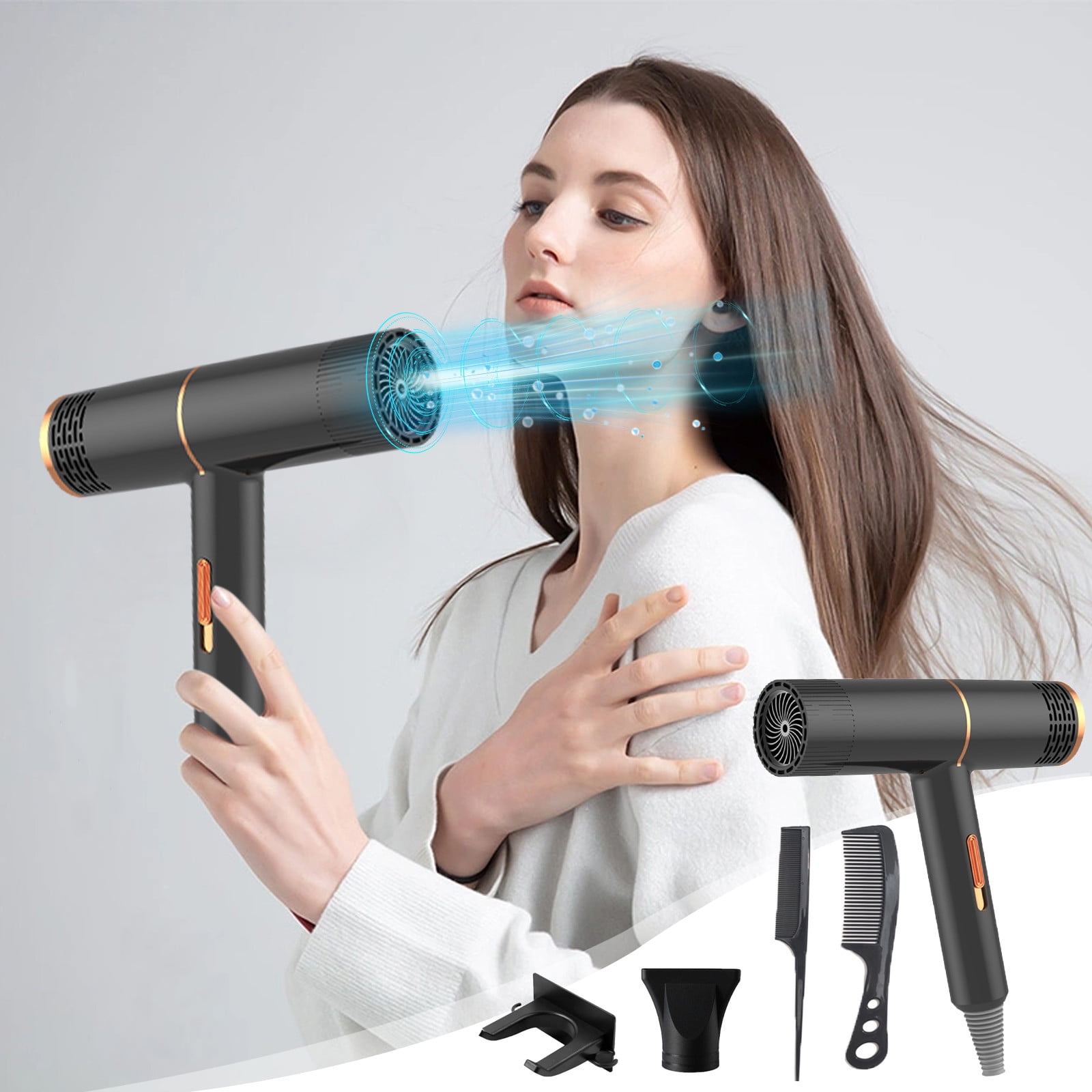Herrnalise Hair Dryer High Power Electric Blow Dryer for Women with 3 Temps 3 Speeds Fast Drying Low Noise Dryers Curly Care Hairdryer for Women