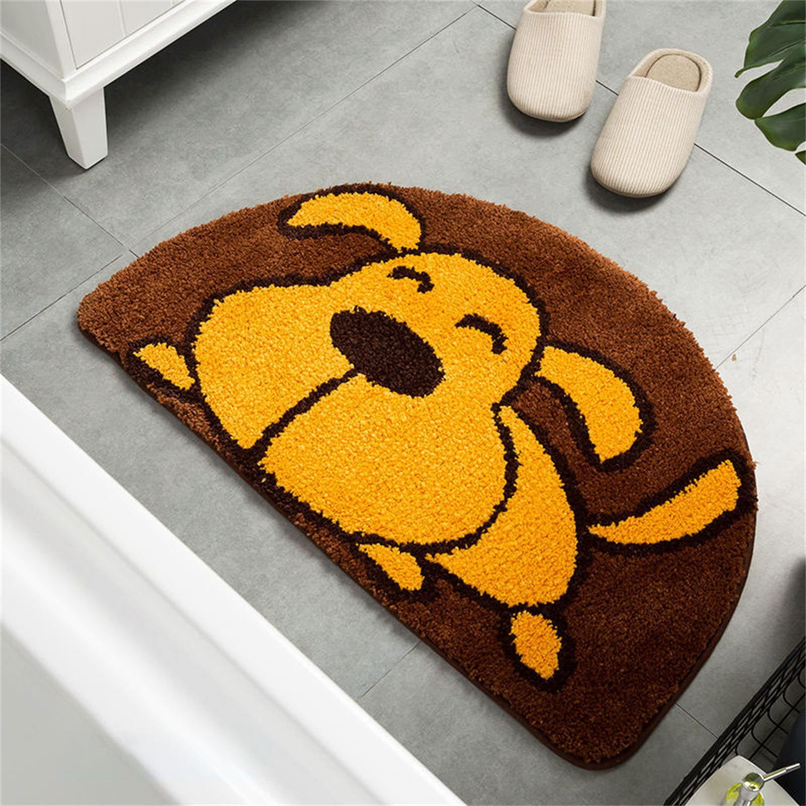 Herrnalise Half Circle Small Bathroom Rugs,Extra Soft Microfiber Foot Bath  Mat,Non-Slip Washable Shower Door Mats,Cute Half Round Bath Rug,Indoor