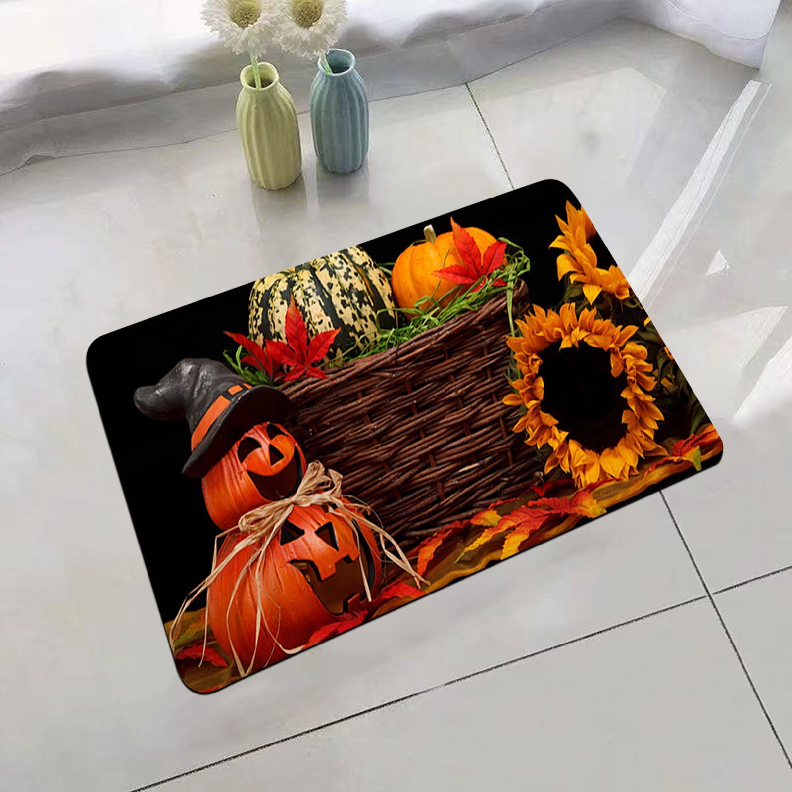Herrnalise Halloween Bathroom Rug Pumpkin Rugs Horror Halloween Floor