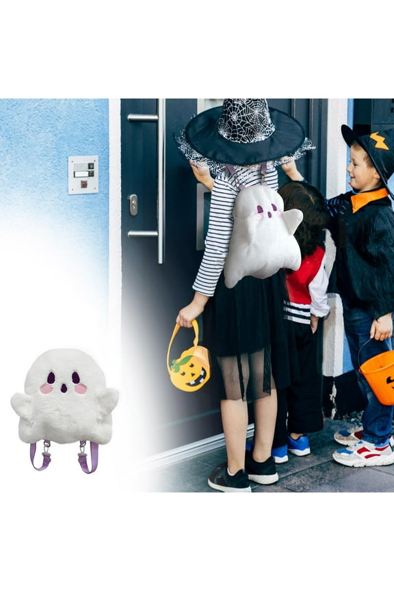 Halloween Cute Ghost Face Backpacks, Mini Crossbody Candy Bag, Plush Spooky backpack, Kawaii Cartoon Backpack for Birthday, Day of the Death, Halloween Horror Nights