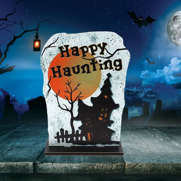 Herrnalise Halloween Decor - Cross Border Halloween Wooden Ornaments Halloween Pumpkin Skeleton Bat Party Scene Layout Decoration