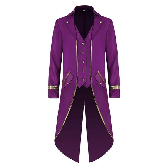 Herrnalise Halloween Men's Costume Men's Mid Length Retro Tuxedo Costume Purple