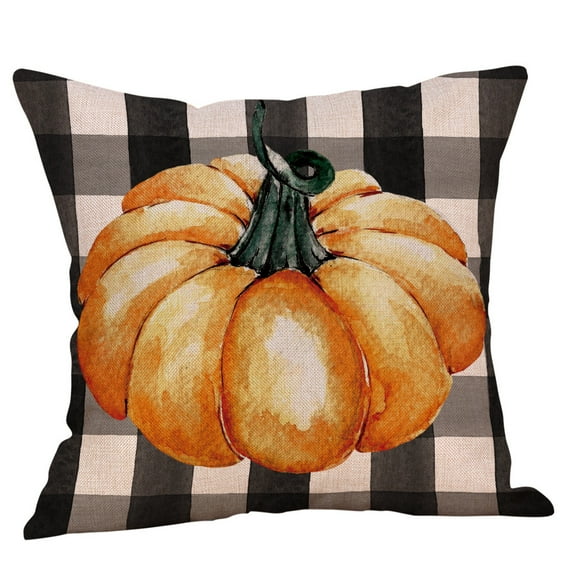 Herrnalise Halloween Pillow Covers 18x18 Orange Black Throw Pillow Cover Decorative Linen Pillow Case for Halloween Home Couch Living Room Outdoor Decor