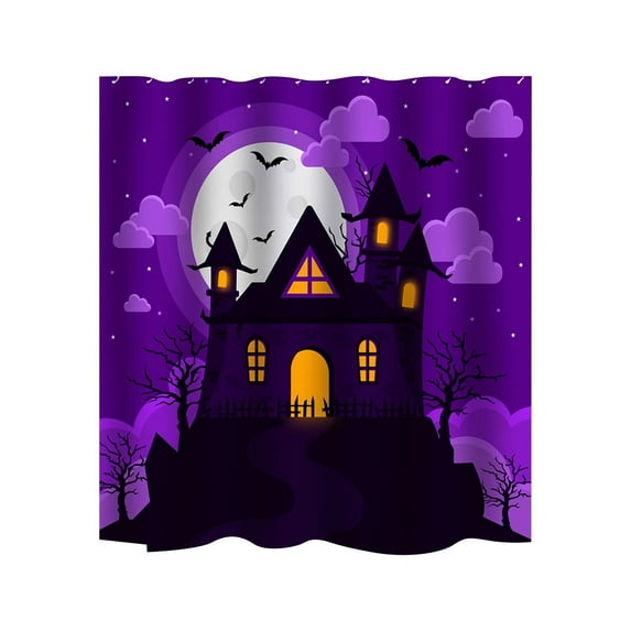 Herrnalise Halloween Shower Curtain for Bathroom, Thriller House Bat Bath Room Curtain, Fabric Polyester Waterproof Bath Curtains Machine Washable for Halloween Decor 72×72inch with Hooks