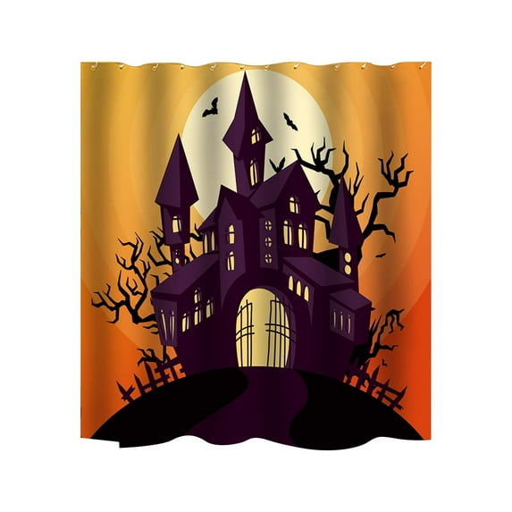 Herrnalise Halloween Shower Curtain for Bathroom, Thriller House Bath Room Curtain, Fabric Polyester Waterproof Bath Curtains Machine Washable for Halloween Decor 72×72inch with Hooks