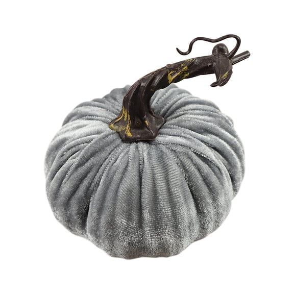 Herrnalise Halloween Thanksgiving Handmade Velvet Pumpkins Decor,Super Soft Stuffed Pumpkin with Exquisite Craftsmanship for Fall Decoration -Gray