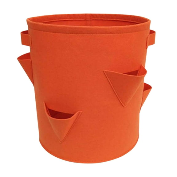 Herrnalise Hanging Growing Bags Vegetable Strawberry Planter Hanging Grow Container Breathable Felt Grow Bag with Handles and 8 Planting Holes for Tomato Strawberry Growing Garden Bag-Orange