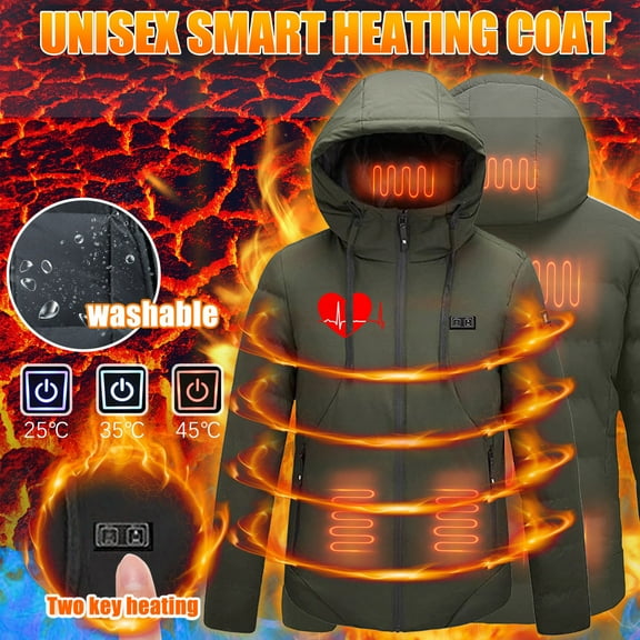 Herrnalise Heated Jacket USB Intelligent Constant Temperature Heated Windproof Plus Size Coat For Men And Women Winter 9 Heated Jacket Coat Lightweight Electric Smart Heating Vest for Winter