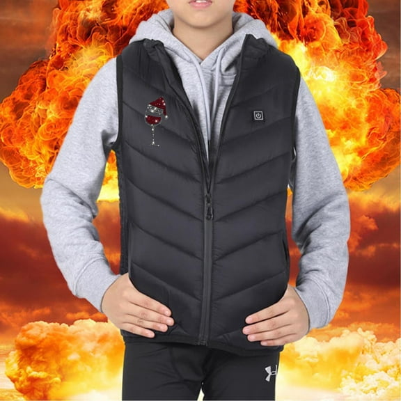 Herrnalise Heated Vest Children Boys Girls Outwear USB Electric Heated Lightweight Rechargeable Heating Waistcoat Down Jacket Coat 3 Temperature Modes