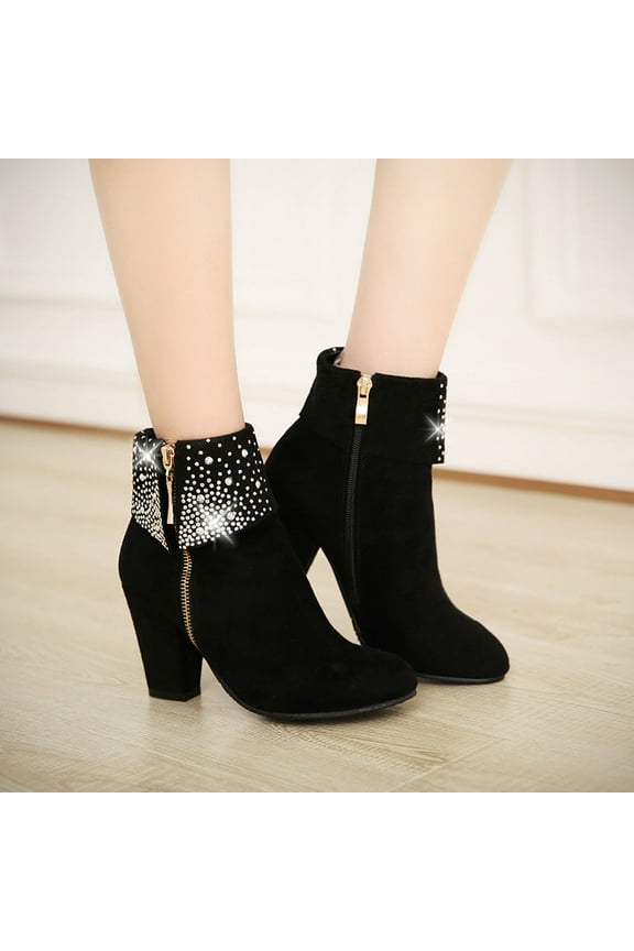 High-heeled Rhinestone Short Boots Women's Wedding Boots,rollbacks