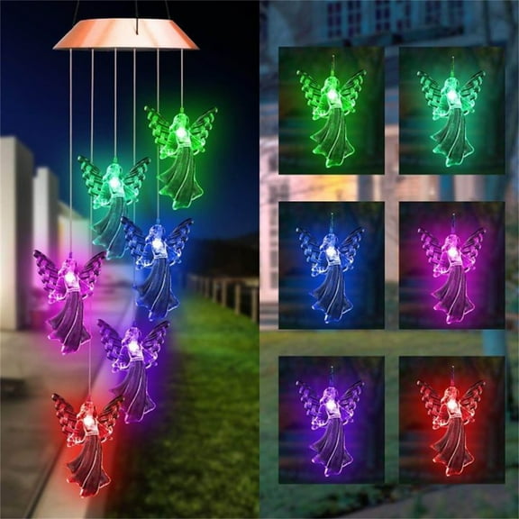 Herrnalise Home Deacor on Sale Solar Guardians Angel Wind Chime Light Spinners Spiral String Hanging Outdoor