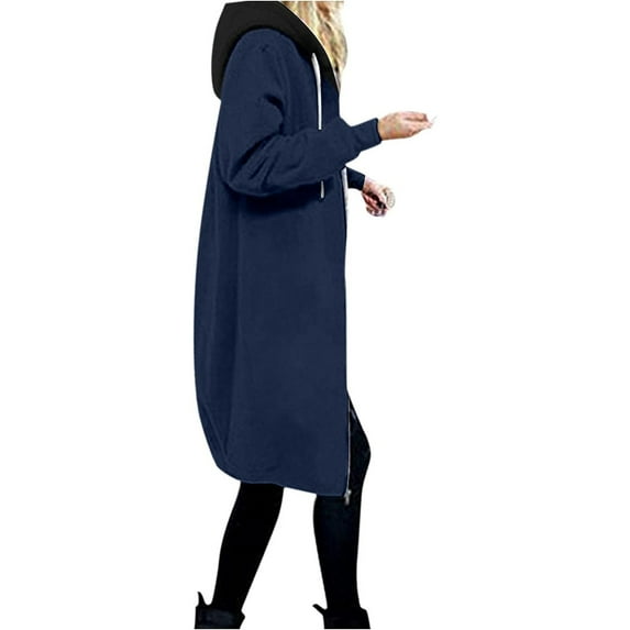 Holloyiver Hoodies for Women Casual Full Zip Up Hoodie Comfortable Womens Long Hoodies Fashion Longer Length Open Front Hoodie Knit Sweater Cardigan with Pockets S-2XL (Available in Plus Size)