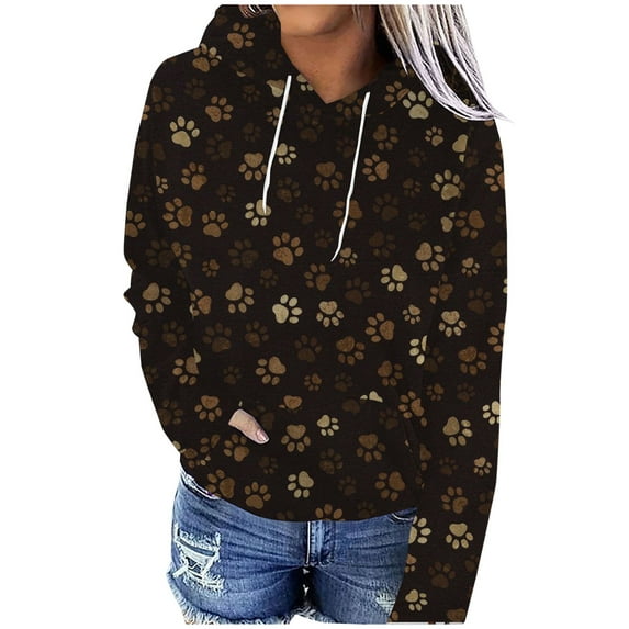 Herrnalise Hoodies for women Long Sleeve Pullover Casual Cute Print Patchwork Hooded Loose Hoodie Sweatshirt Tops With Pockets
