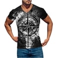 thumbnail image 1 of Herrnalise Independence Day Summer Shirts for Men Men's Cotton Shirt Short Sleeve Hippie Casual Beach T Shirts Compass printed V Neck Shirt for men, 1 of 7