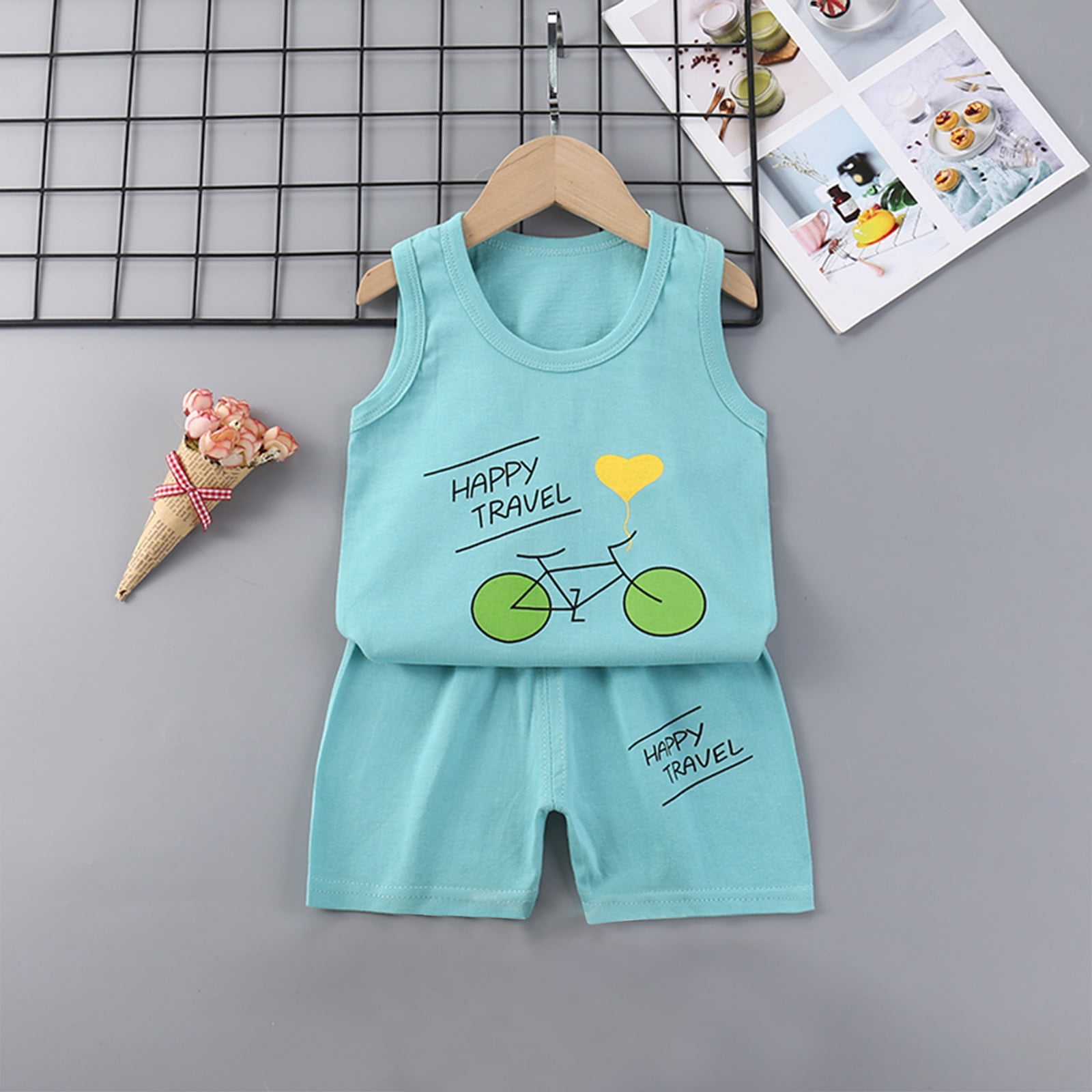 Herrnalise Infant Baby Boys Girls Summer Clothes Sleeveless T Shirt and Shorts Set 2Pcs Toddler Cute Cartoon Print Outfits Walmart Business Supplies