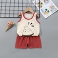 thumbnail image 1 of Realhomelove Infant Baby Boys Girls Summer Clothes Sleeveless T-Shirt and Shorts Set 2Pcs Toddler Cute Cartoon Print Outfits, 1 of 7