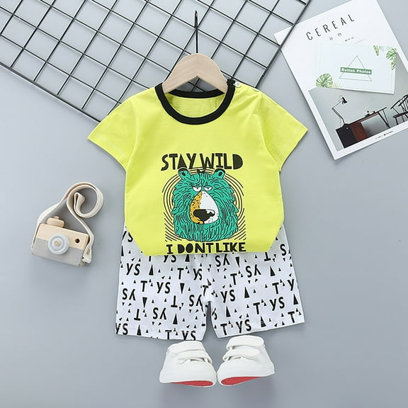 Herrnalise Infant Baby Girls Letter Print Short Sleeve T-shirt Shorts Solid Outfits Set