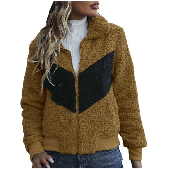 Herrnalise Jackets For Women And Winter Double-Sided Velvet Coat Fashion Sweater Coat Shackets For Women 2024 fall Yellow,L