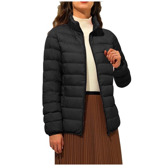 Herrnalise Jackets For Women Casual Solid Jacket Outdoor Plus Size Windproof Loose Coat Black,L